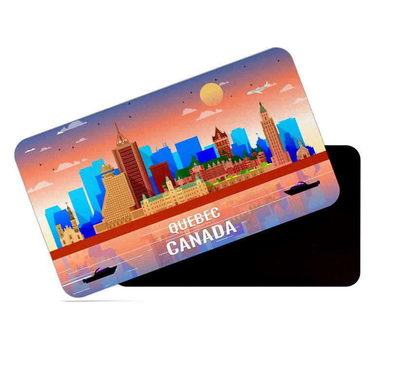 dhcrafts Rectangular Rubber Fridge Magnet / Magnetic Card Multicolor Canada Quebec Design Pack of 1 (8.6cm x 5.4cm)